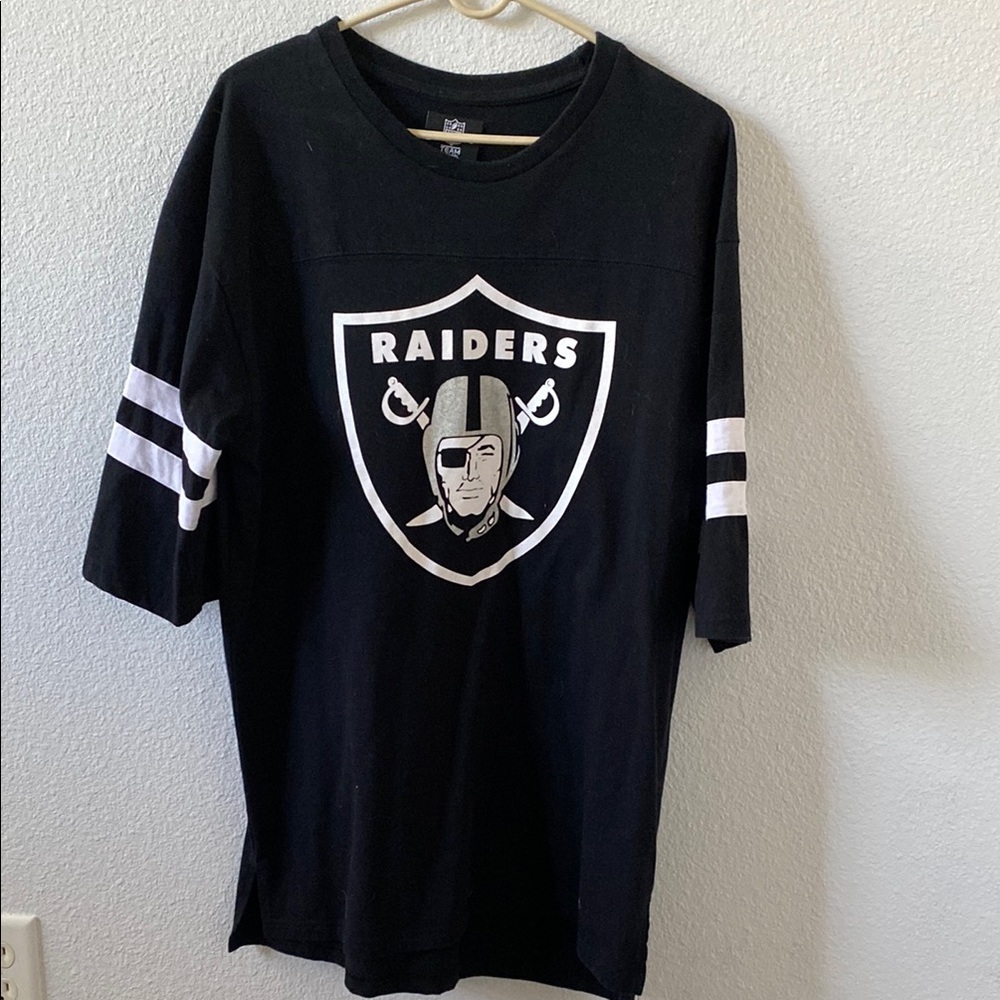 Black Raiders T-Shirt with White Stripes